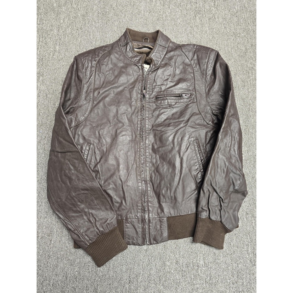 Vintage Bermans Leather Jacket Mens 40 Brown Bomber Faux Fur Lined Made Korea